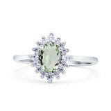 Art Deco Oval Halo Floral Ring