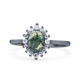 Art Deco Oval Halo Floral Ring