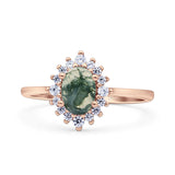 Art Deco Oval Halo Floral Ring