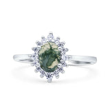 Art Deco Oval Halo Floral Ring