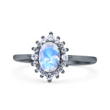 Art Deco Oval Halo Floral Ring