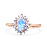Art Deco Oval Halo Floral Ring
