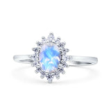 Art Deco Oval Halo Floral Ring
