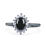Art Deco Oval Halo Floral Ring