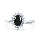 Art Deco Oval Halo Floral Ring