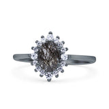 Art Deco Oval Halo Floral Ring