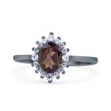 Art Deco Oval Halo Floral Ring