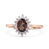 Art Deco Oval Halo Floral Ring