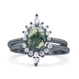 Two Piece Oval Curved Contour Silver Ring