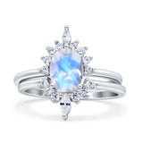 Two Piece Oval Curved Contour Silver Ring