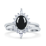 Two Piece Oval Curved Contour Silver Ring