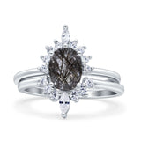 Two Piece Oval Curved Contour Silver Ring