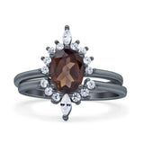 Two Piece Oval Curved Contour Silver Ring