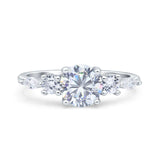 Round Five Stone Marqise Style Silver Ring