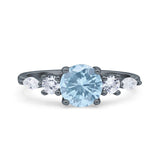 Round Five Stone Marqise Style Silver Ring