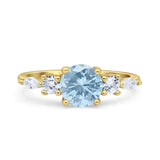 Round Five Stone Marqise Style Silver Ring