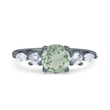 Round Five Stone Marqise Style Silver Ring