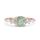 Round Five Stone Marqise Style Silver Ring