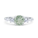 Round Five Stone Marqise Style Silver Ring
