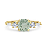 Round Five Stone Marqise Style Silver Ring