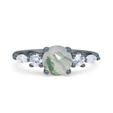 Round Five Stone Marqise Style Silver Ring