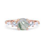 Round Five Stone Marqise Style Silver Ring