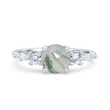 Round Five Stone Marqise Style Silver Ring