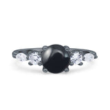 Round Five Stone Marqise Style Silver Ring