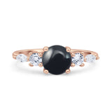 Round Five Stone Marqise Style Silver Ring