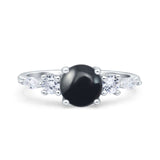 Round Five Stone Marqise Style Silver Ring