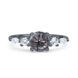 Round Five Stone Marqise Style Silver Ring