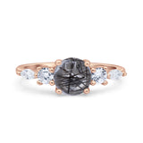 Round Five Stone Marqise Style Silver Ring