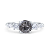 Round Five Stone Marqise Style Silver Ring