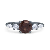 Round Five Stone Marqise Style Silver Ring