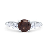 Round Five Stone Marqise Style Silver Ring