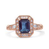Art Deco Emerald Cut Halo Bridal Ring