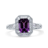 Art Deco Emerald Cut Halo Bridal Ring