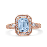 Art Deco Emerald Cut Halo Bridal Ring