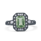 Art Deco Emerald Cut Halo Bridal Ring