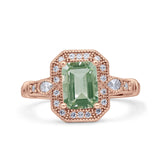 Art Deco Emerald Cut Halo Bridal Ring