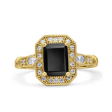 Art Deco Emerald Cut Halo Bridal Ring