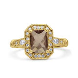 Art Deco Emerald Cut Halo Bridal Ring