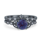 Art Deco Round Two Piece Bridal Ring
