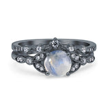 Art Deco Round Two Piece Bridal Ring