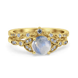 Art Deco Round Two Piece Bridal Ring