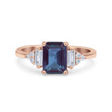 Three Stone Emerald Cut Trellis Ring