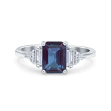 Three Stone Emerald Cut Trellis Ring