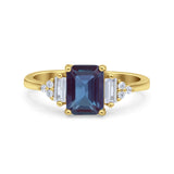 Three Stone Emerald Cut Trellis Ring