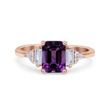 Three Stone Emerald Cut Trellis Ring