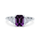 Three Stone Emerald Cut Trellis Ring